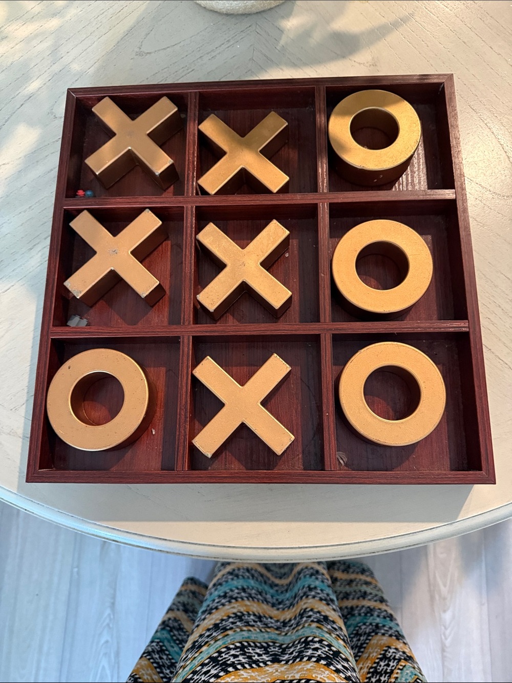 Source Unknown Gold X and O Tic-Tac-Toe Wood Game Set